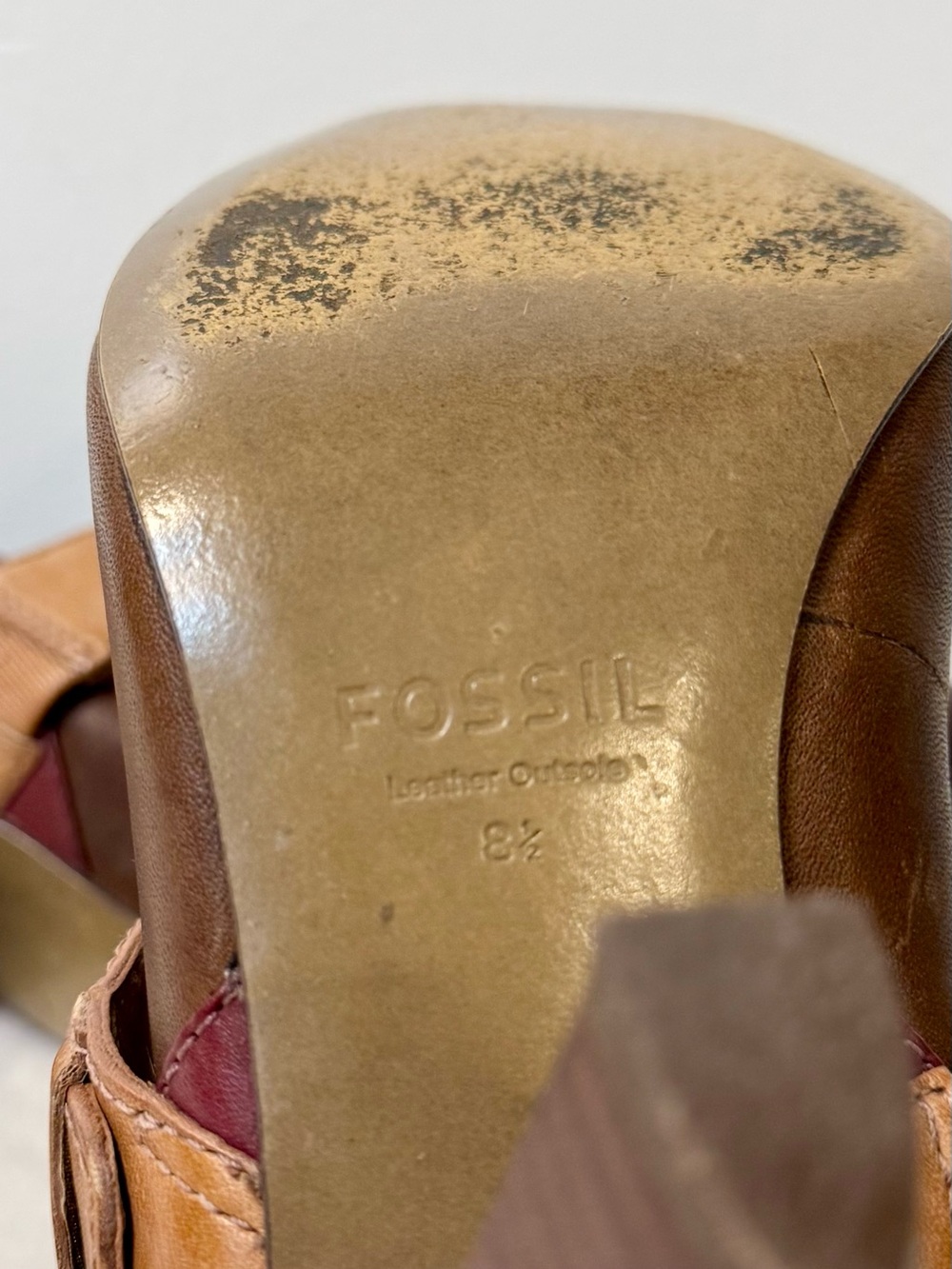 Vintage Fossil Colorblock Leather Mary Jane Heels Size 8.5 - Picture 10 of 12